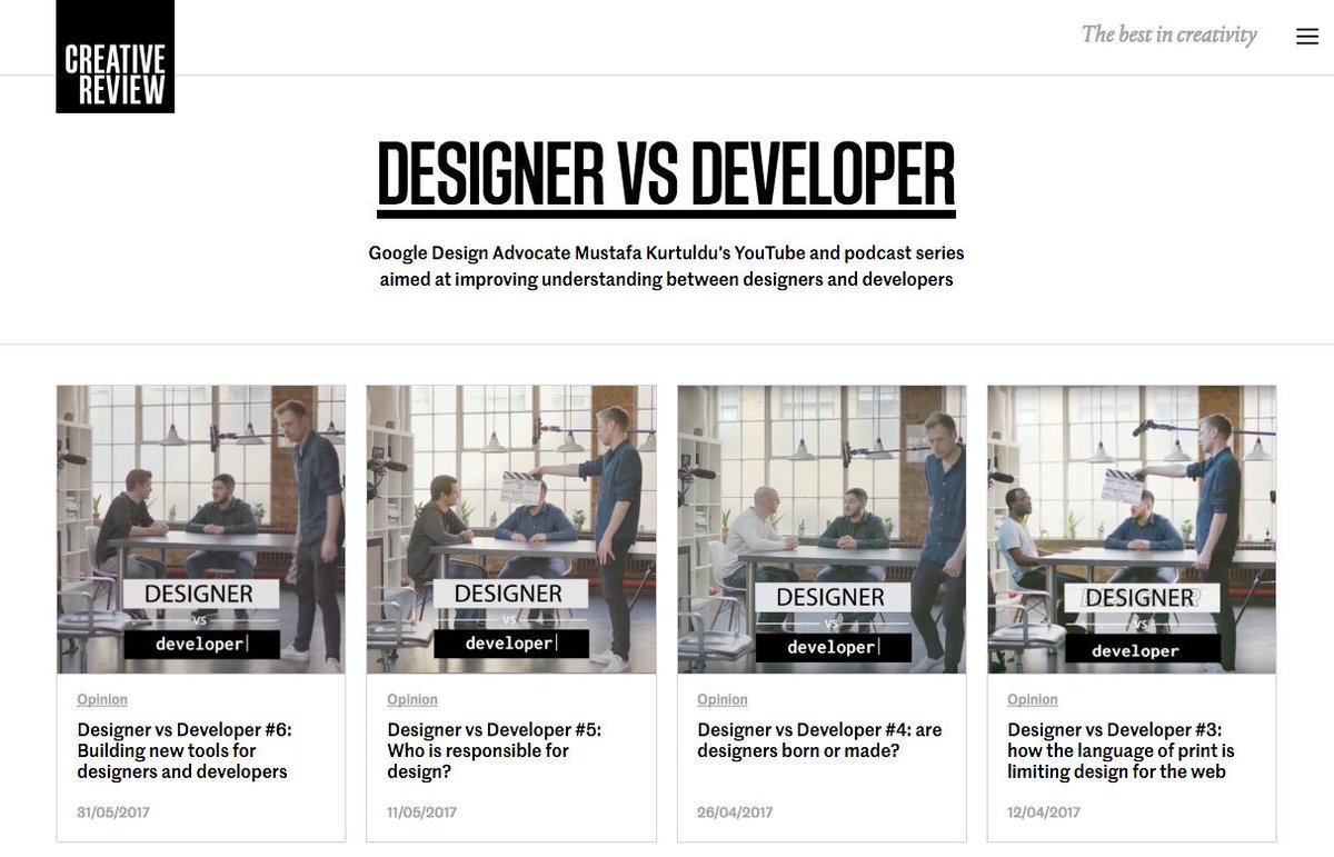 CreativeReview's tweet image. All six episodes of @Mustafa_x's Designer vs Developer video series are available here: bit.ly/2pODcJe