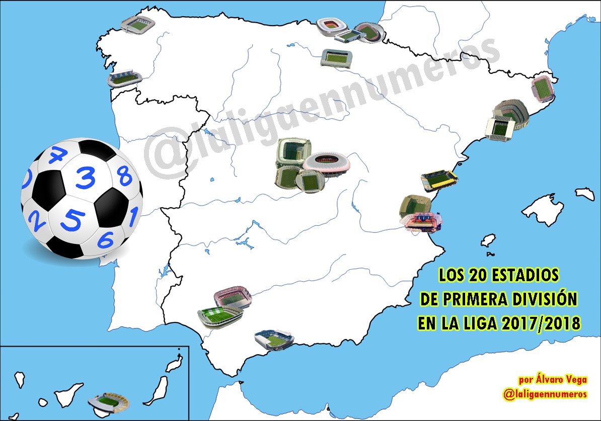 Uživatel LaLigaEnNúmeros 🏆 na Twitteru: „La Liga de Primera división se disputará en estos 20 estadios: https://t.co/nMGFfL5tAZ“ / Twitter