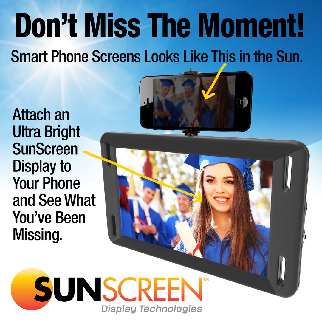 trysunscreen's tweet photo. Have you ever tried to see your cell phone in the sun? Now you can! SunScreen Eos launches tomorrow on #IndieGoGo https://t.co/MUyxsFaJur