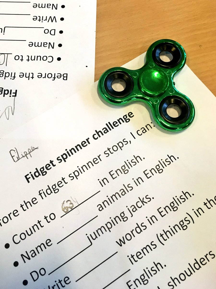 MarieThorsted's tweet photo. In the category of #ifyoucantbeatthemjointhem: my kids loved this #fidgetspinner challenge! https://t.co/9V5lx3gt14