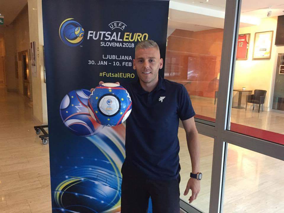 FutsalEURO2018's tweet photo. .@11miguelin11 is in town! Follow tomorrow's "2(0)18 days to go" event in Ljubljana, host city of UEFA #FutsalEURO 2018 (30. Jan - 10. Feb) https://t.co/XWA4mbroqI