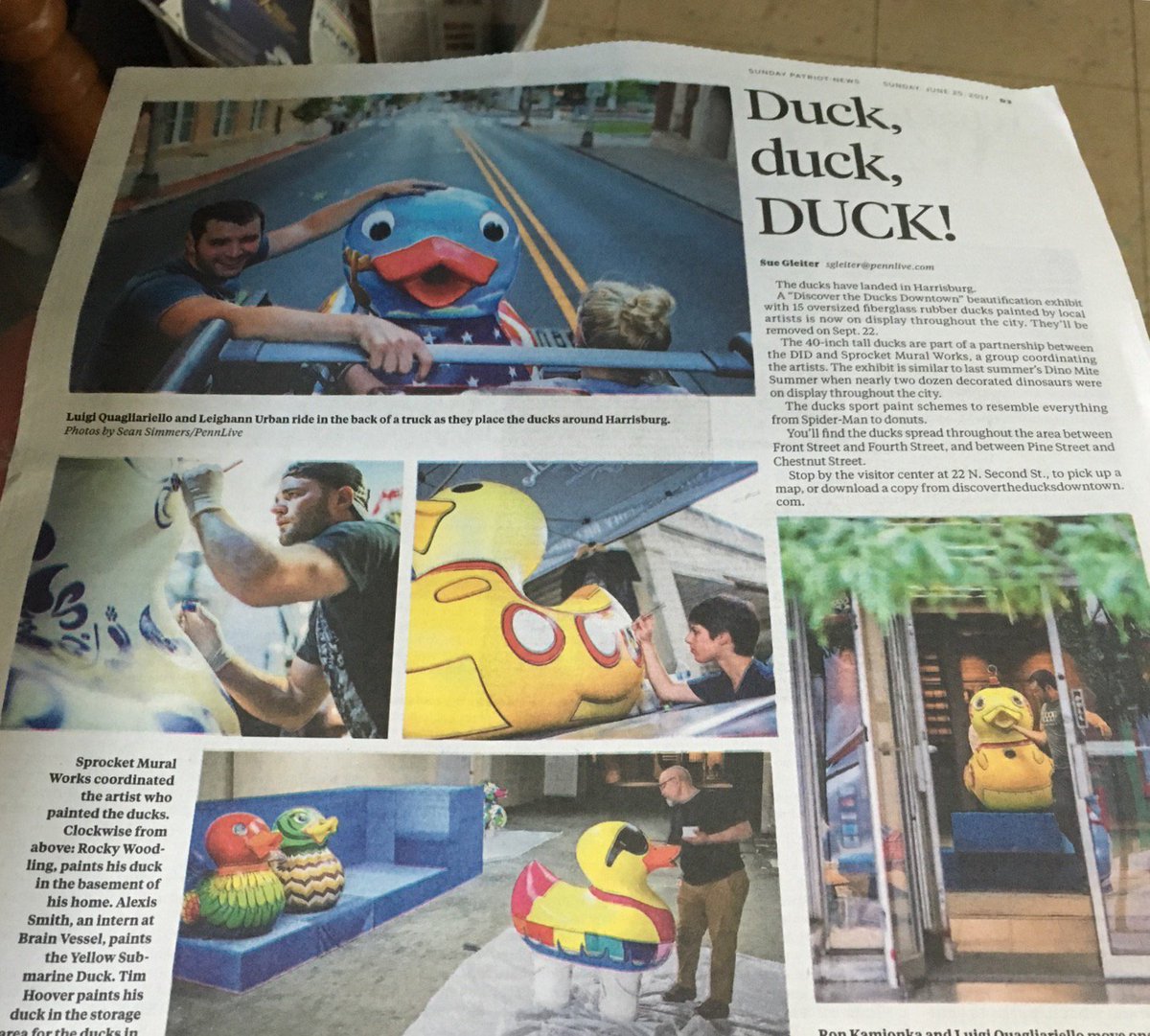 brainvessel's tweet photo. @brainvessel and our “Yellow Duckarine” is mention in the Patriot News - Sunday edition! #ducksdowntown #discovertheducks https://t.co/llGTowiMMc