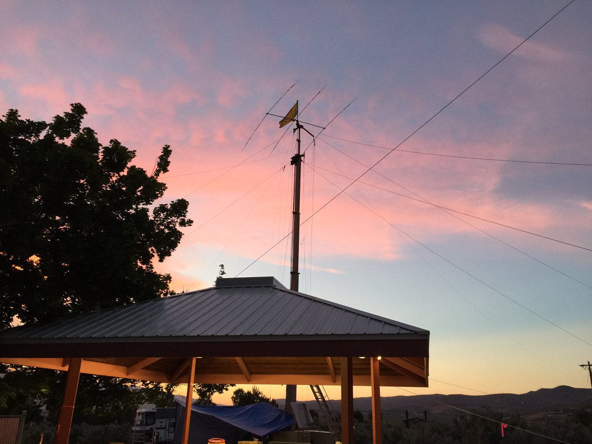 Another shot of our tower at dusk at Nevada Washoe Lake State Aprk for field day 2017 #SNARS #ARRLFD #FieldDay