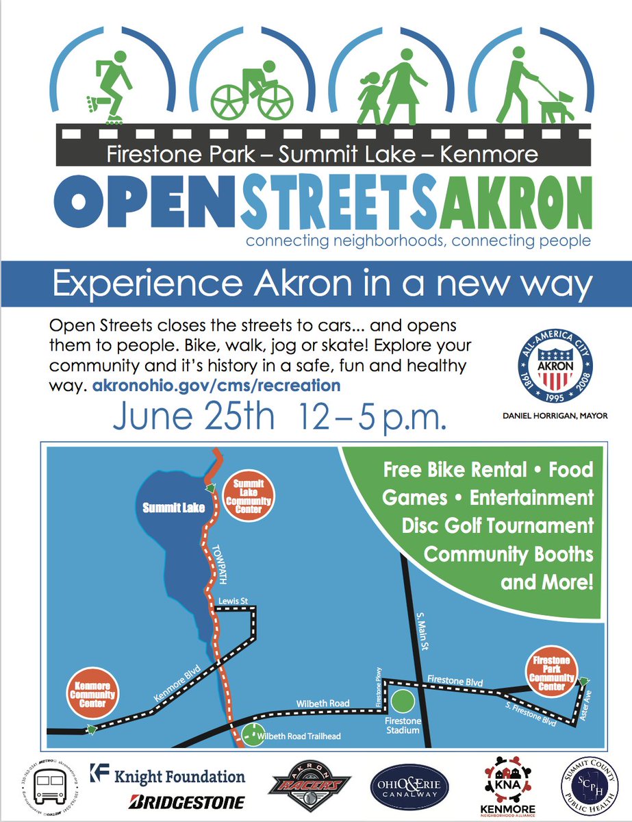Check out special @Snapchat geofilters for today's #OpenStreetsAkron. #FirestonePark #SummitLake #Kenmore #Akron #knightcities