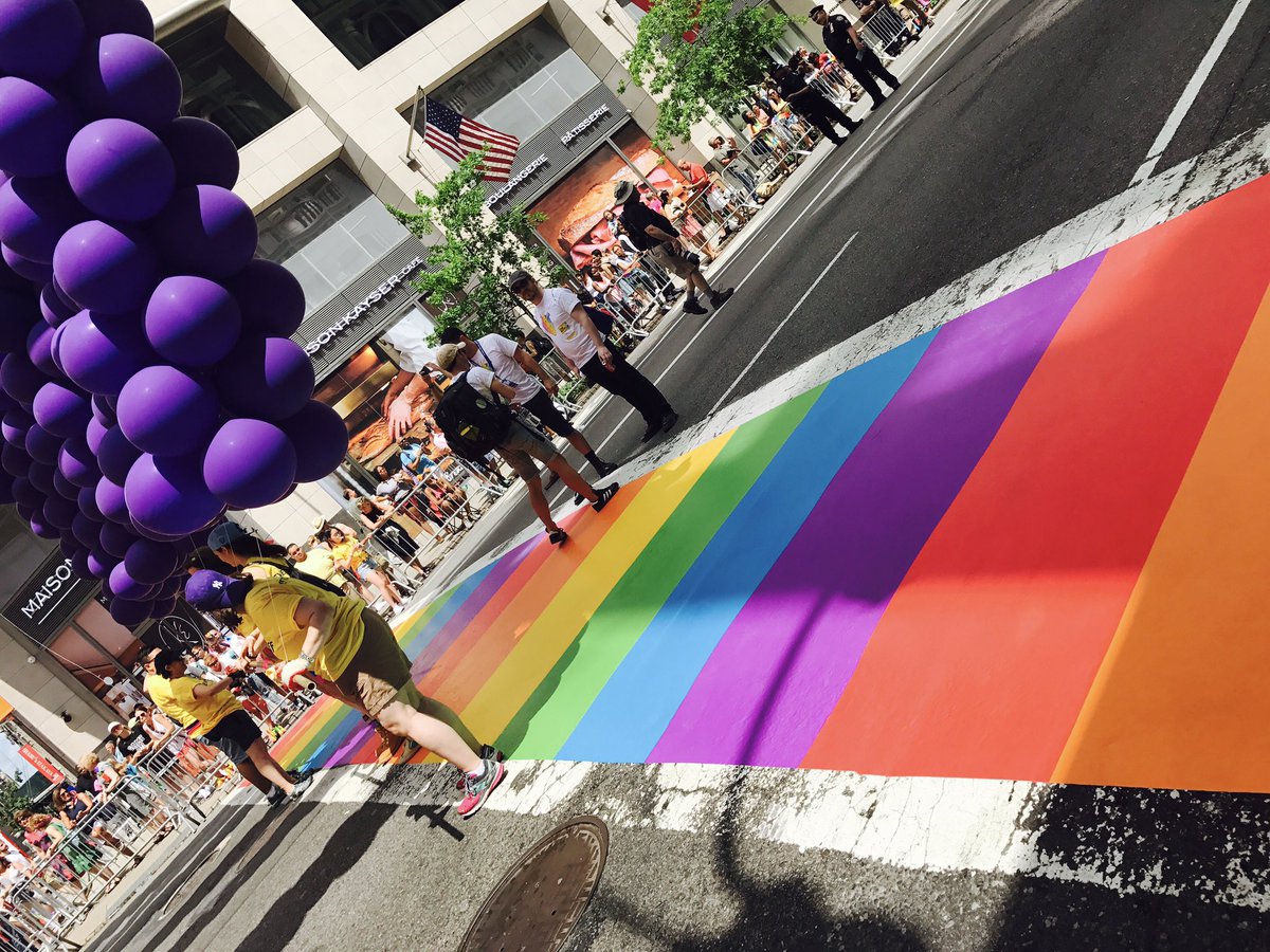 NYCPrideMarch's tweet image. Rainbow CrossWalk @ 36th and 5th ave. #WeAreProud #NYCPride2017 #Pride2017 #HappyPride