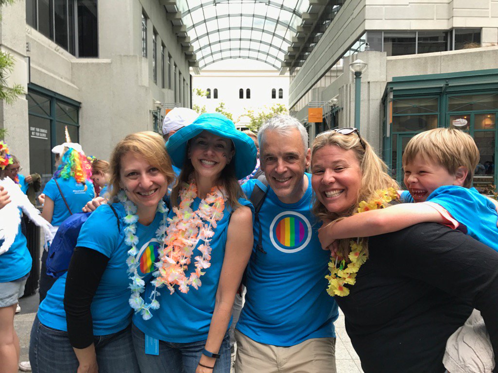 Benioff's tweet image. Great to see @parkerharris has his pride on!