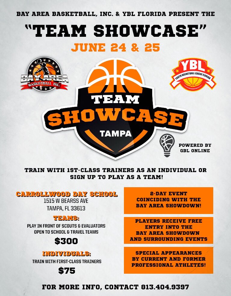 YBLFlorida's tweet photo. Thank u @BayAreaShowdown @R_Balkman32 @TYBASSOCIATION @GBLOnline @JakePerper @prephoopsfl @SNLAC_INC @CarrollwoodDay &amp; the teams &amp; players https://t.co/3vIXPBOKe1