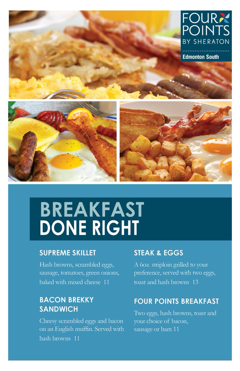FourPointsEdm's tweet image. Don't worry sleepy head... you didn't miss breakfast!  Now serving ALL DAY BREAKFAST (until 5pm) at our East75 Restaurant - come on down!