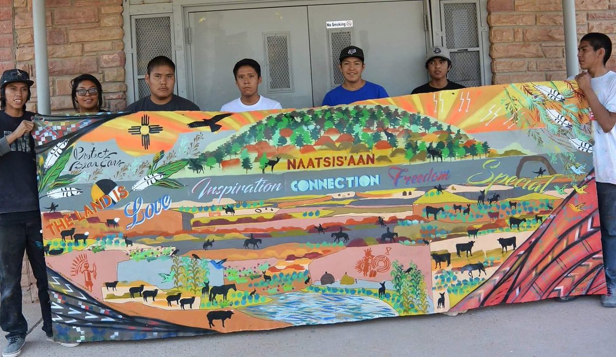 Youth in Navajo Mountain created a beautiful canvas about their connection to the land and it's history.