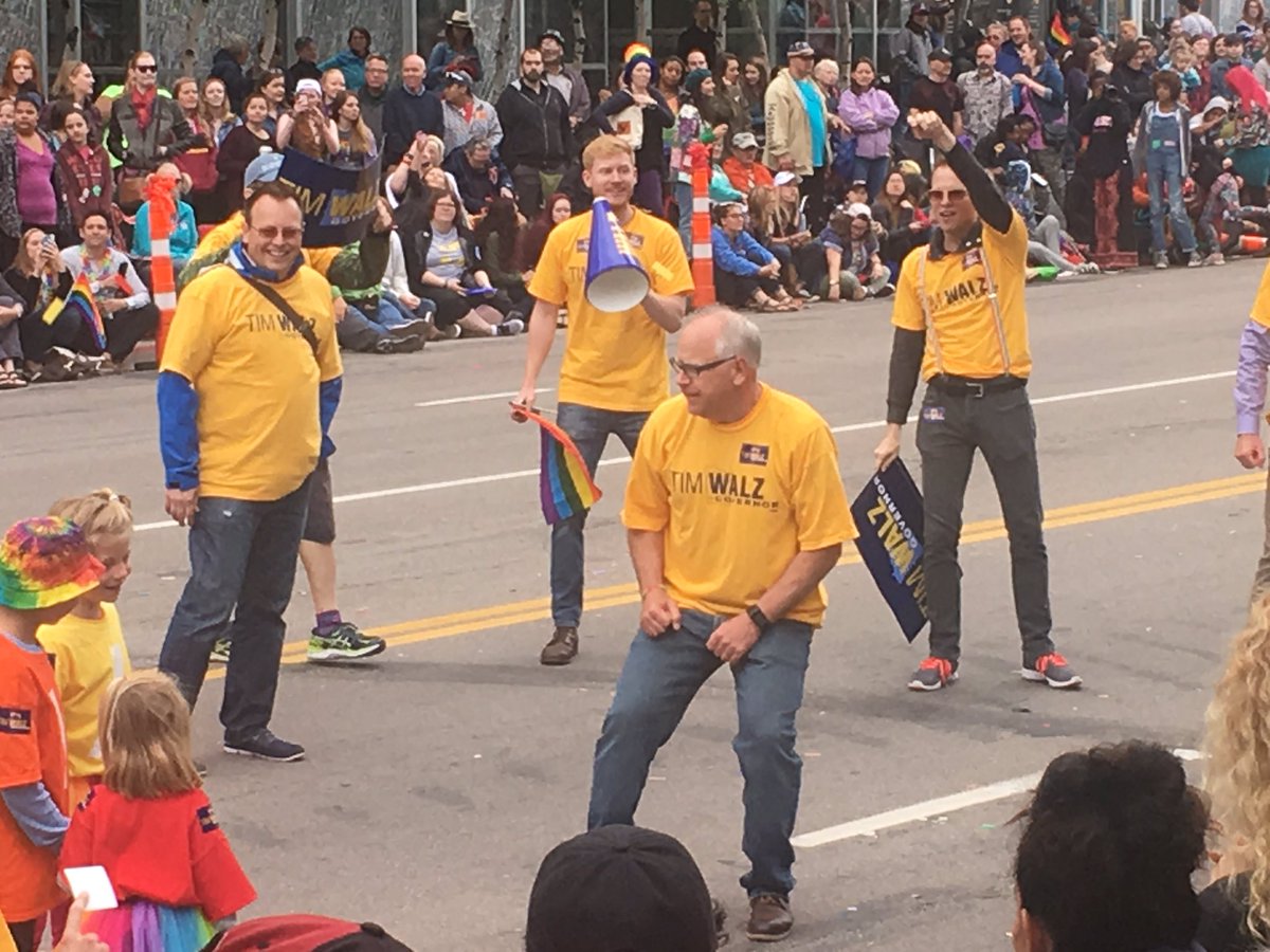 CarpeDiemJBS's tweet image. Congressman/Gubernatorial Candidate @RepTimWalz is walking in the #TCPrideParade without his signature cowboy boots! #ComfortWins #Pride