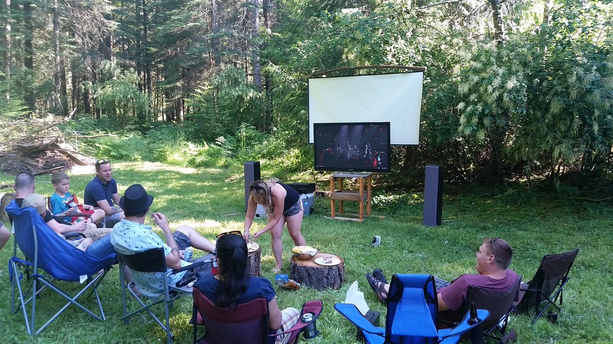 BC_Jeff's tweet photo. Watching The Hip rebroadcast outdoors. https://t.co/1ob6bB1Bl4