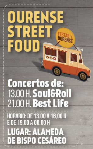 21h | Bispo Cesáreo
Os ourensáns <a href="/bestlifeunder/">BestLife(underyourseat)</a> animarán o espazo Street Foud 
@OUstreetfoud 

#FestasOurense