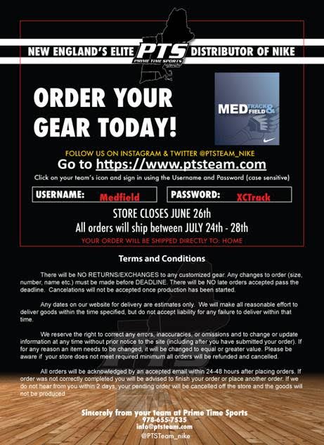 Clock is ticking on apparel. Get orders in  ASAP ptsteam.com/medfieldxctrack  Login: Medfield PW: XCTrack #Medfield