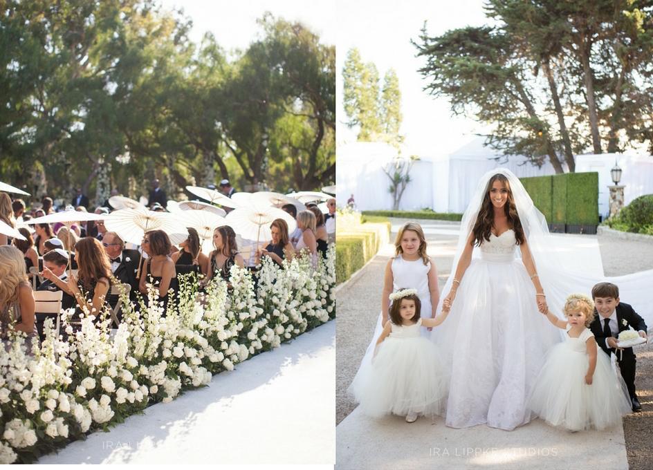 Beautiful white florals lined the ceremony aisle toward the alter... Creative Team: Planner: @mindyweiss, Floral Design: <a href="/marksgarden/">Mark Morrison</a>, Phot…