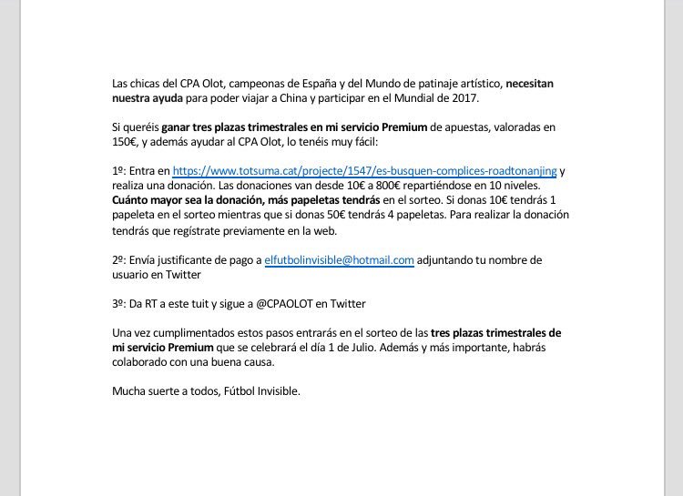 futbolinvisiBet's tweet photo. 📢 SORTEO 📢

Colabora con el @CPAOLOT ⛸👸🏻 y consigue 3 MESES GRATIS mi Premium (150€) Bases en la imagen.

👉🏻 https://t.co/yDpwat7jQy https://t.co/BYTeOjzIfi