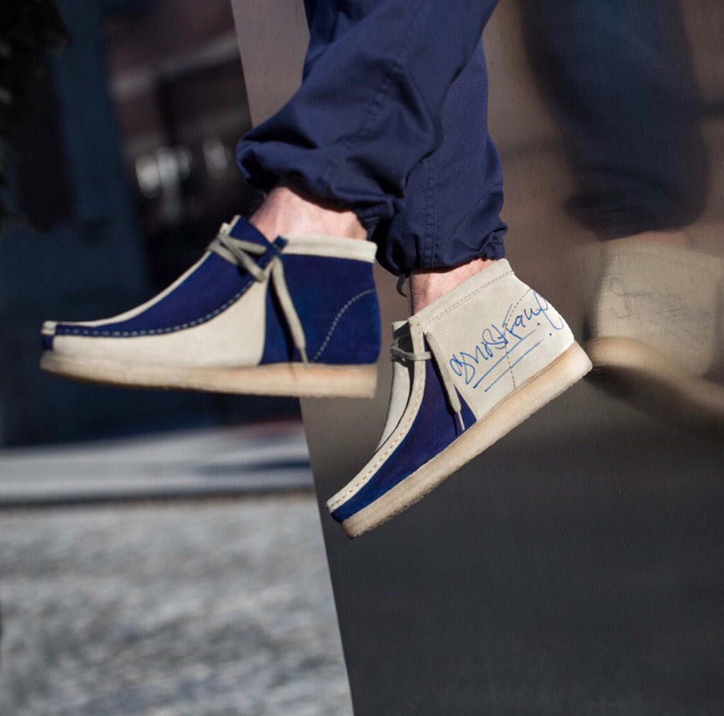 blue and cream wallabees