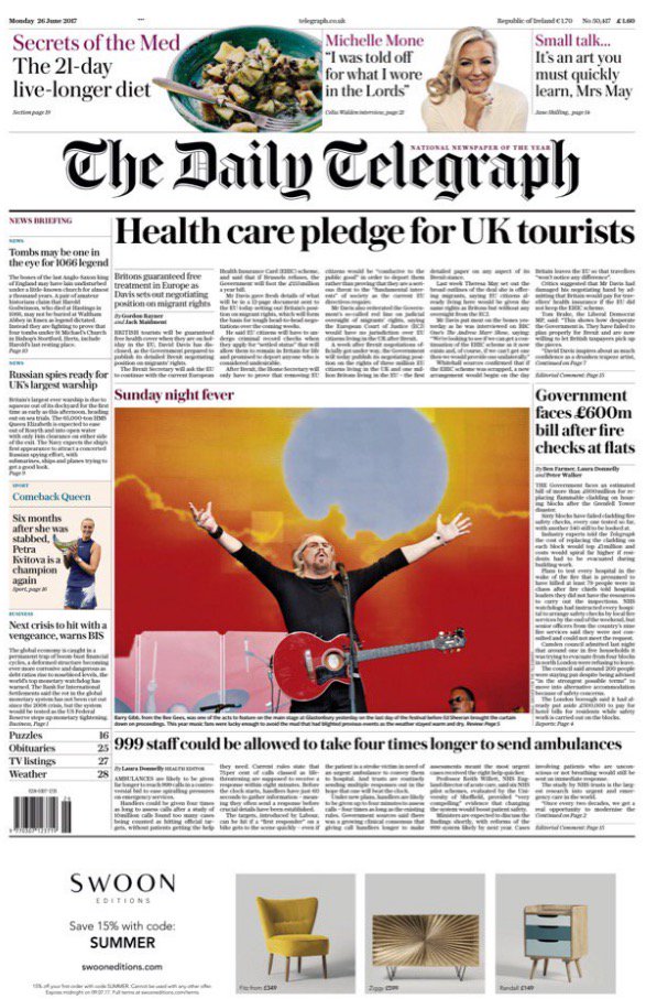 frontpageuk's tweet photo. MONDAY’S FRONT PAGES | 26 JUNE, 2017

DAILY TELEGRAPH

#thefrontpages
#tomorrowsfrontpages
#frontpages https://t.co/TRg2MZpbcT