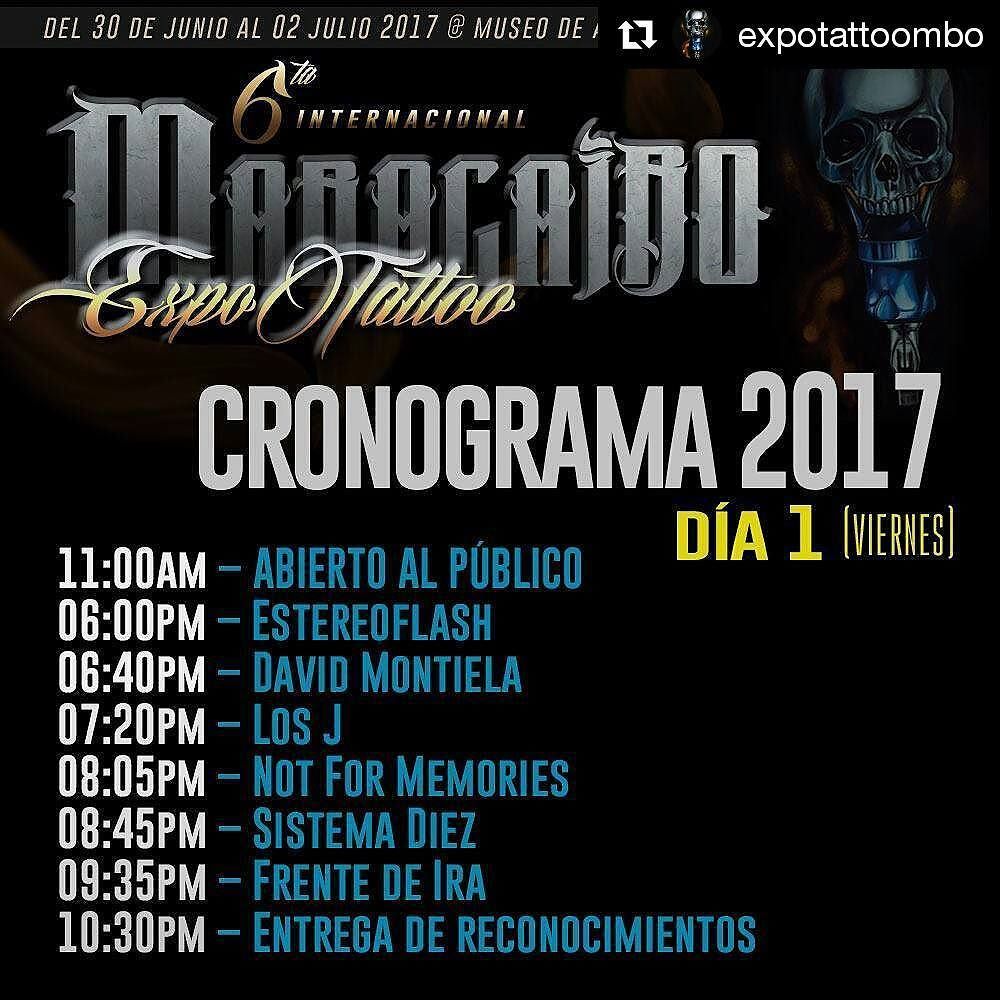 Nos vemos este viernes #Maracaibo

#Repost <a href="/expotattoombo/">ExpoTattoo Maracaibo</a> (<a href="/get_repost/">Repost</a>)
・・・
⚡ #Cronograma2017 ⚡
🔥 DÍA VIERNES 🔥
Me… ift.tt/2taxAKb