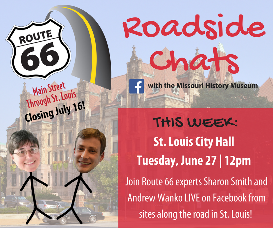 mohistorymuseum's tweet photo. Next stop...#STL City Hall! Join us Tues for our latest #Route66 RoadsideChat as we countdown to our exhibit's closing on July 16! #ShowMe66 https://t.co/smxz2k2AfA
