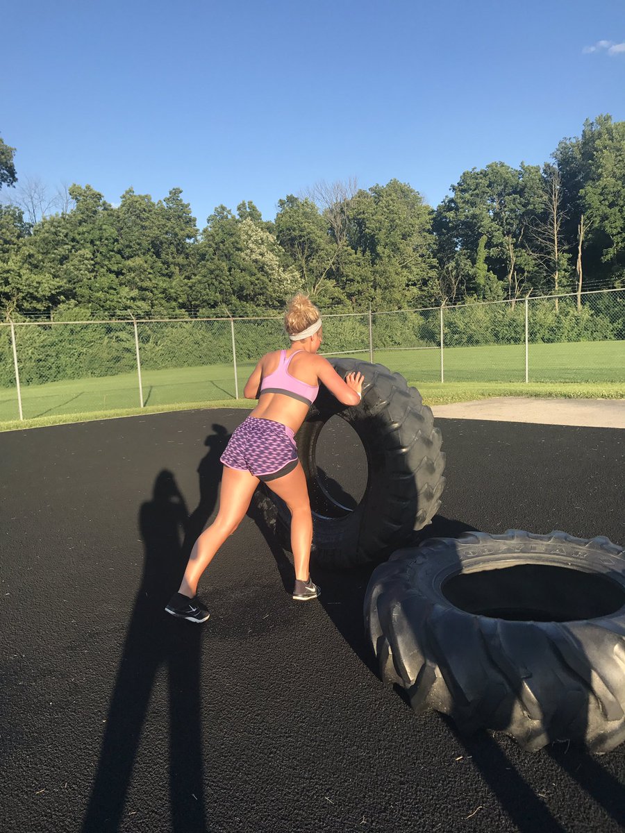 Chloe ran a mile, did planks (3x1min), push-ups (3x5), and some tire work. 💪🏼💪🏼 <a href="/WeAreGryffindor/">Coach Ferguson</a> <a href="/hogwarts_soccer/">Hogwarts Soccer</a>