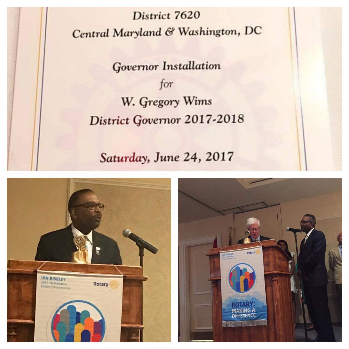 Congrats to <a href="/gwimsVRF/">Greg Wims</a> on his historic installation as District Governor of @Rotary7620. We look forward to serving under your leadership