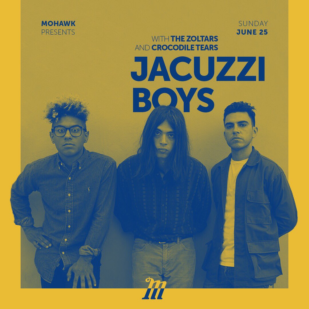 <a href="/JacuzziBoys/">Jacuzzi Boys</a> tonight inside 🙏🏽🙏🏽🙏🏽 with The Zoltars and Crocodile Tears. Doors at 8pm.