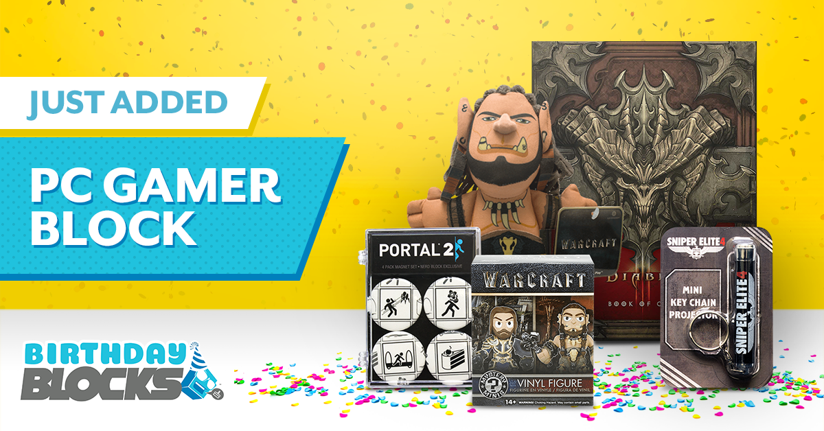 GamerBlocks's tweet photo. Our latest Birthday Block features items from fan-favorite PC games. Just $19.99 w/FREE shipping to North America! https://t.co/4y6gPC3D03 https://t.co/jq1CTxSag9
