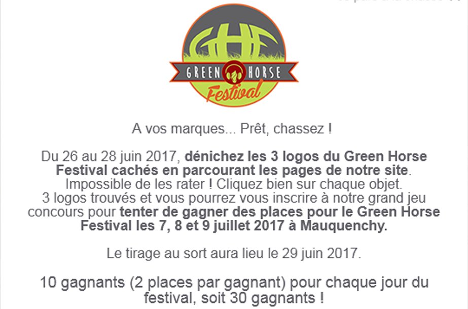 #JEU Remportez vos places pour le Green Horse Festival !
Rendez-vous sur le site du Département seinemaritime.fr et chassez les logos