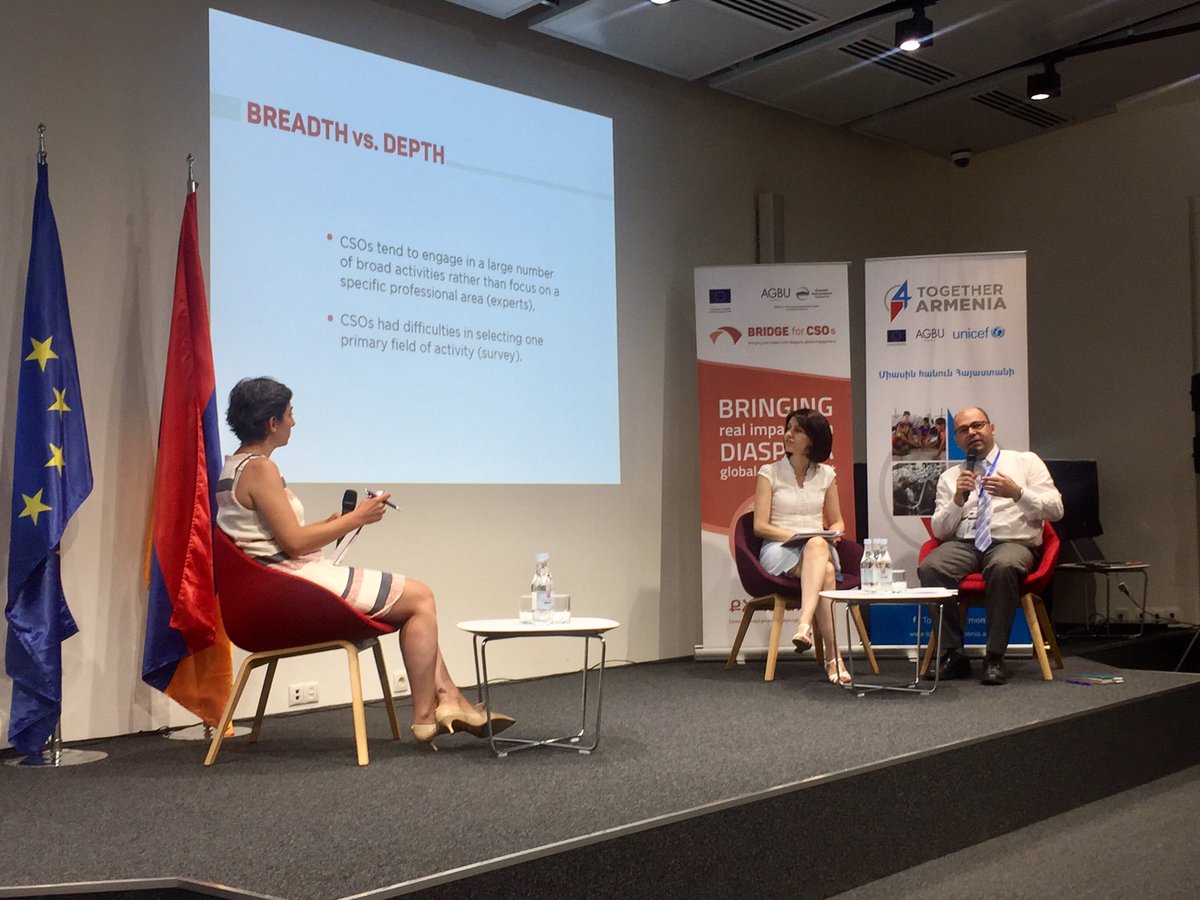 AGBUarmenia's tweet photo. #ArmCSOs needs assessment results presented by @astepany &amp; researcher Tatevik Margaryan 
#BRIDGE4CSOs #EUinArmenia #CSOs #Armenia https://t.co/m0GOstM9yp