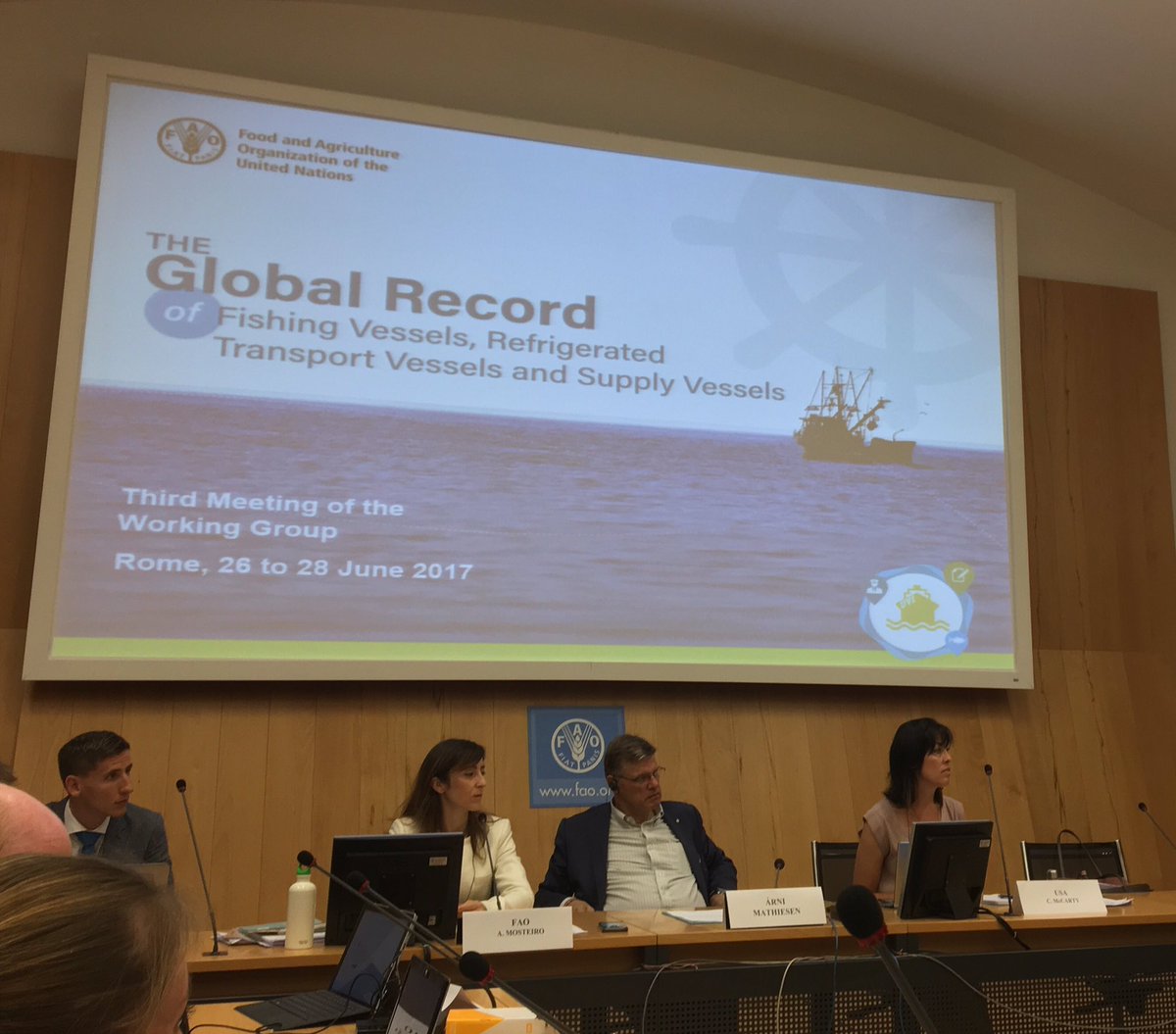 DawnBC012's tweet photo. 3rd meeting of #GlobalRecord working group at @FAOfish starting now - vessel records &amp; #IMOnumber critical in the fight against #IUU fishing https://t.co/yK5ii2Q3oj