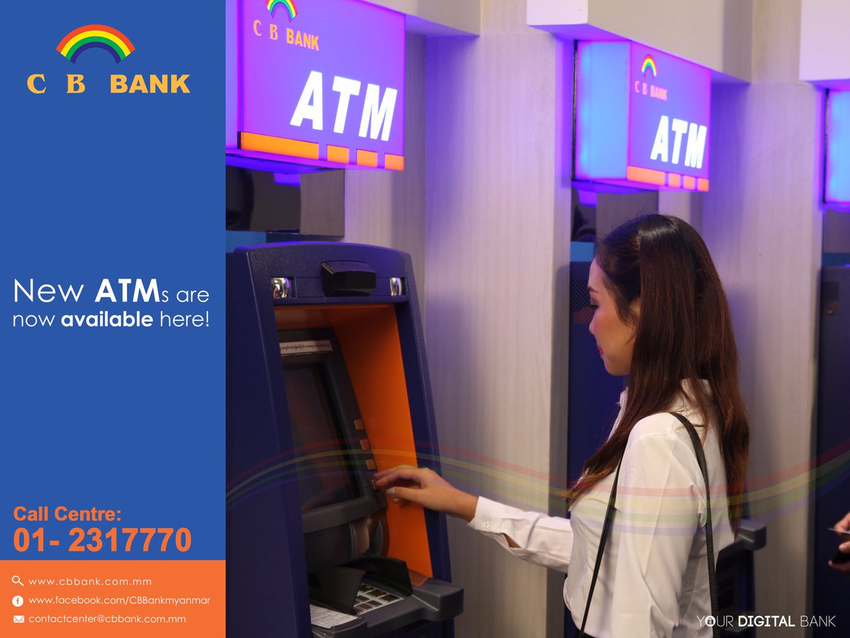 CBBankMyanmar's tweet photo. CB Bank's ATMs are opening at Yangon and Other Regions

https://t.co/ynAjujJyOI

#newATMs #CBbank #Myanmar https://t.co/5eZIWeXpHu