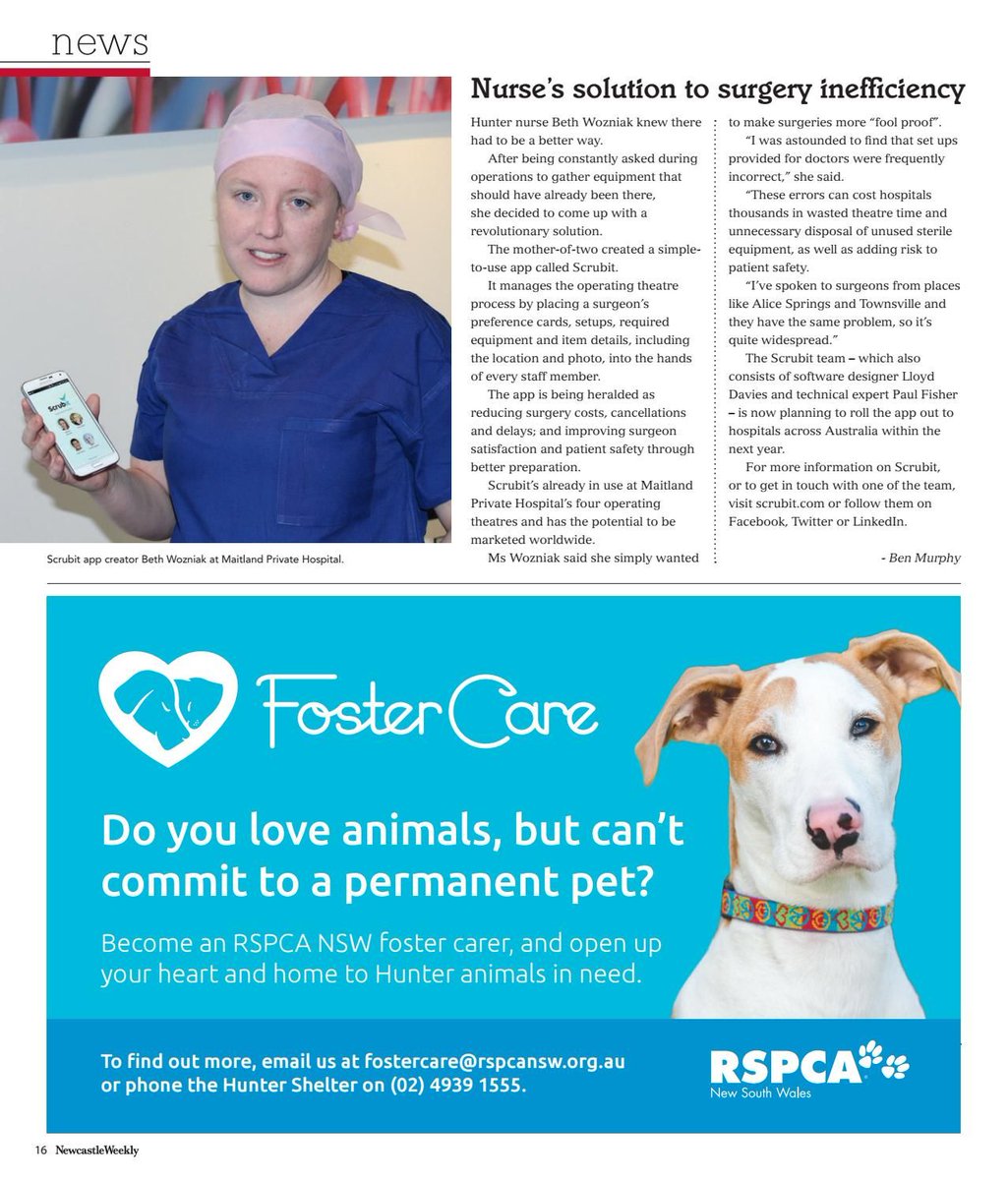 scrubitapp's tweet photo. CHECKOUT this great article in the Newcastle Weekly featuring Beth! https://t.co/k3gFSq9PsA https://t.co/pRBAFiPZuu