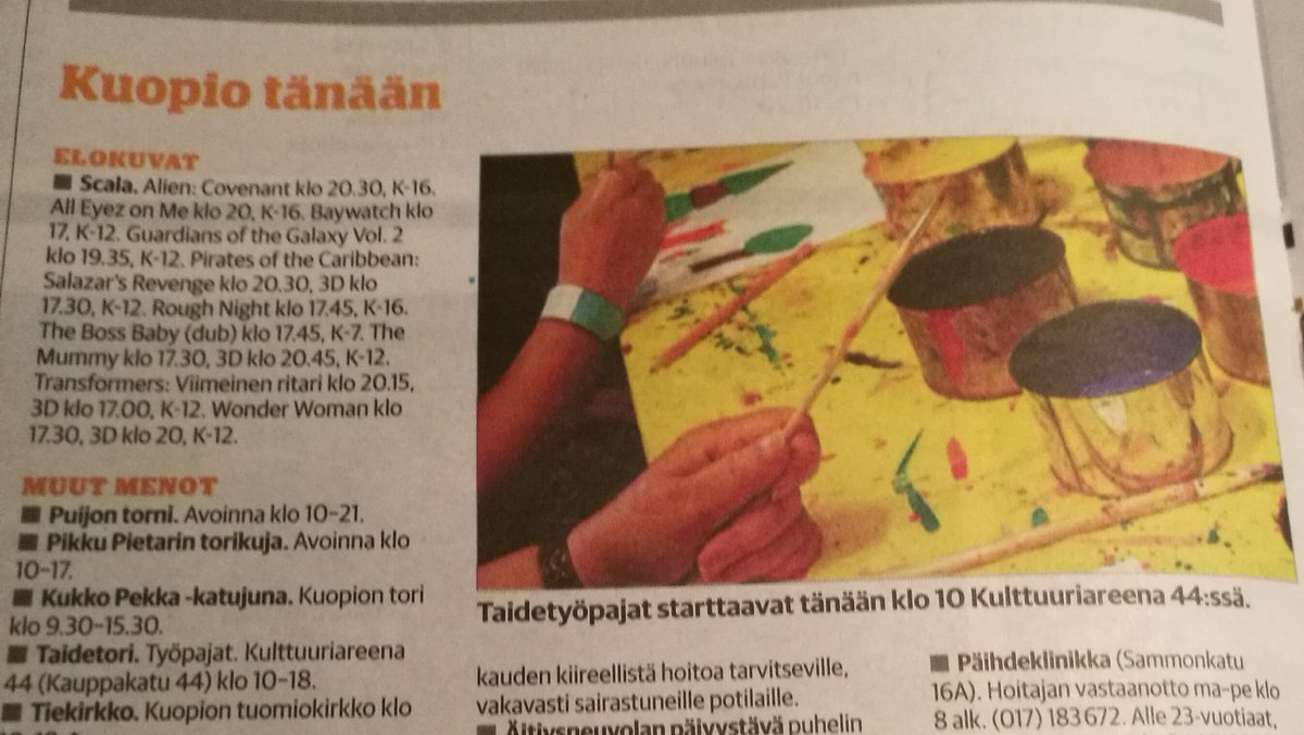 Tänään alkaa Taidetorin tiiviskurssit, itse festari ja työpajat sitten 29.6. -2.7.#kivakesa #kuopionkesä #taidetori