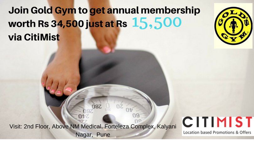 Citimist's tweet photo. Gold's Gym - Kalyani Nagar
Offer like never before !! Get annual membership worth Rs 34,500 just at Rs 15,500.
https://t.co/C11HQzwjGh https://t.co/sAT6bqY1A7