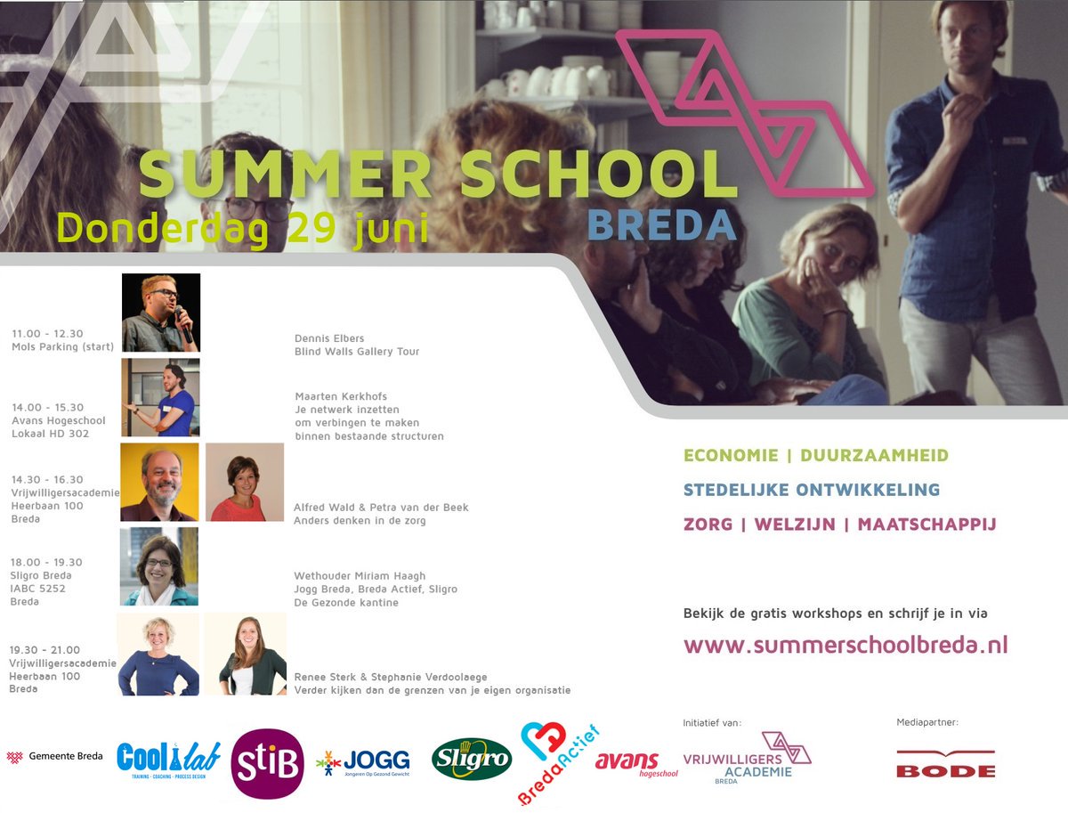 We gaan van start! Bomvol gratis programma tijdens #SummerSchoolBreda @Breda door <a href="/VWAcademieBreda/">VWAcademie Breda</a>. Er zijn nog enkele plekken beschikbaar.
