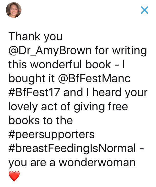 Thank you @Dr_AmyBrown  📝this wonderful 📚 bought @BfFestManc #BfFest17 #peersupporters #MakebreastFeedingNormal you are a #wonderwoman ❤️
