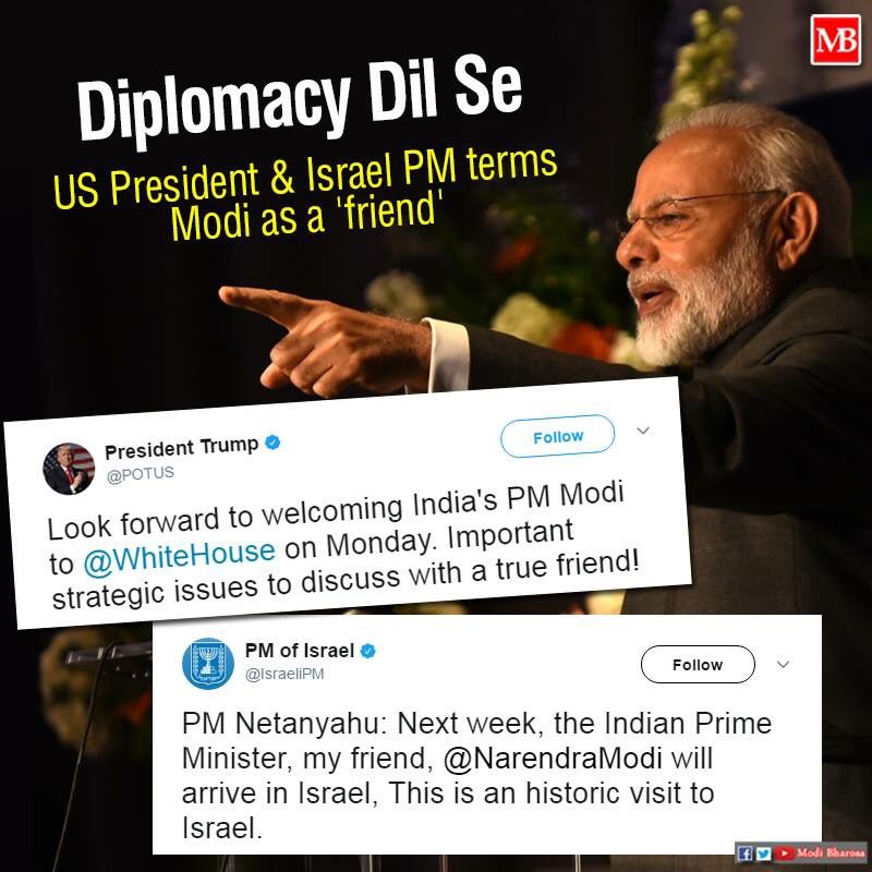 Gitanjali_DS's tweet image. Diplomacy Dil Se
US President &amp;amp; Israel PM terms Modi as a 'friend'
#ModifiedUS 
#ModiMeetsTrump