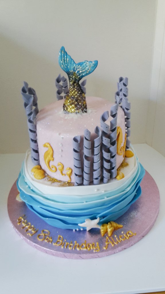 Denascakes's tweet photo. Mermaid cake #cakedecorating #fondant #sparkle #mermaid #lovedmakingthis https://t.co/95J62bDGSM