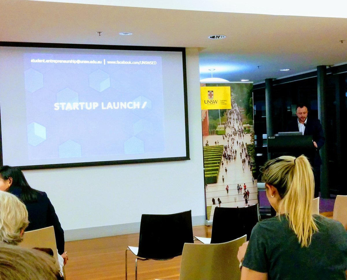 Josh Flannery kicks off Startup Launch night for #UNSW entrepreneurs at #UNSWSED.