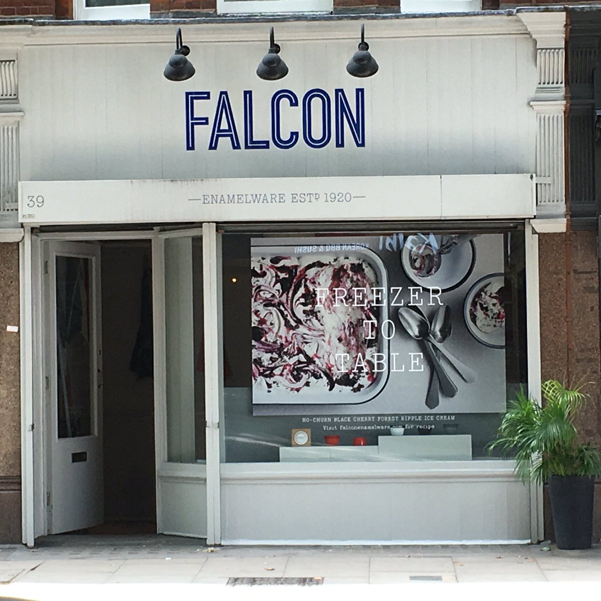 Just finished installing new 'Freezer to Table' window for <a href="/falconenamel/">Falcon Enamelware</a> - keep cool, cook cool, look cool.