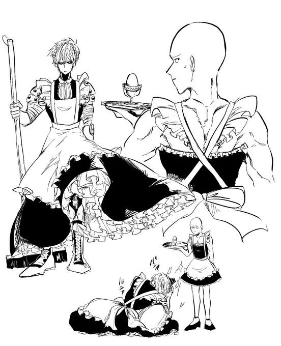 スカートと背筋が描きたかったのでメイドさんを描きました 