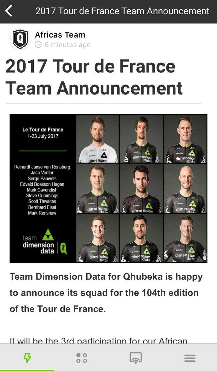 It's been a dream since the beginning to race in <a href="/LeTour/">Tour de France™</a>, honored to be selected for <a href="/TeamDiData/">Nguyen</a> ✋🏼More info &gt; africasteam.com/2017/06/23/afr…