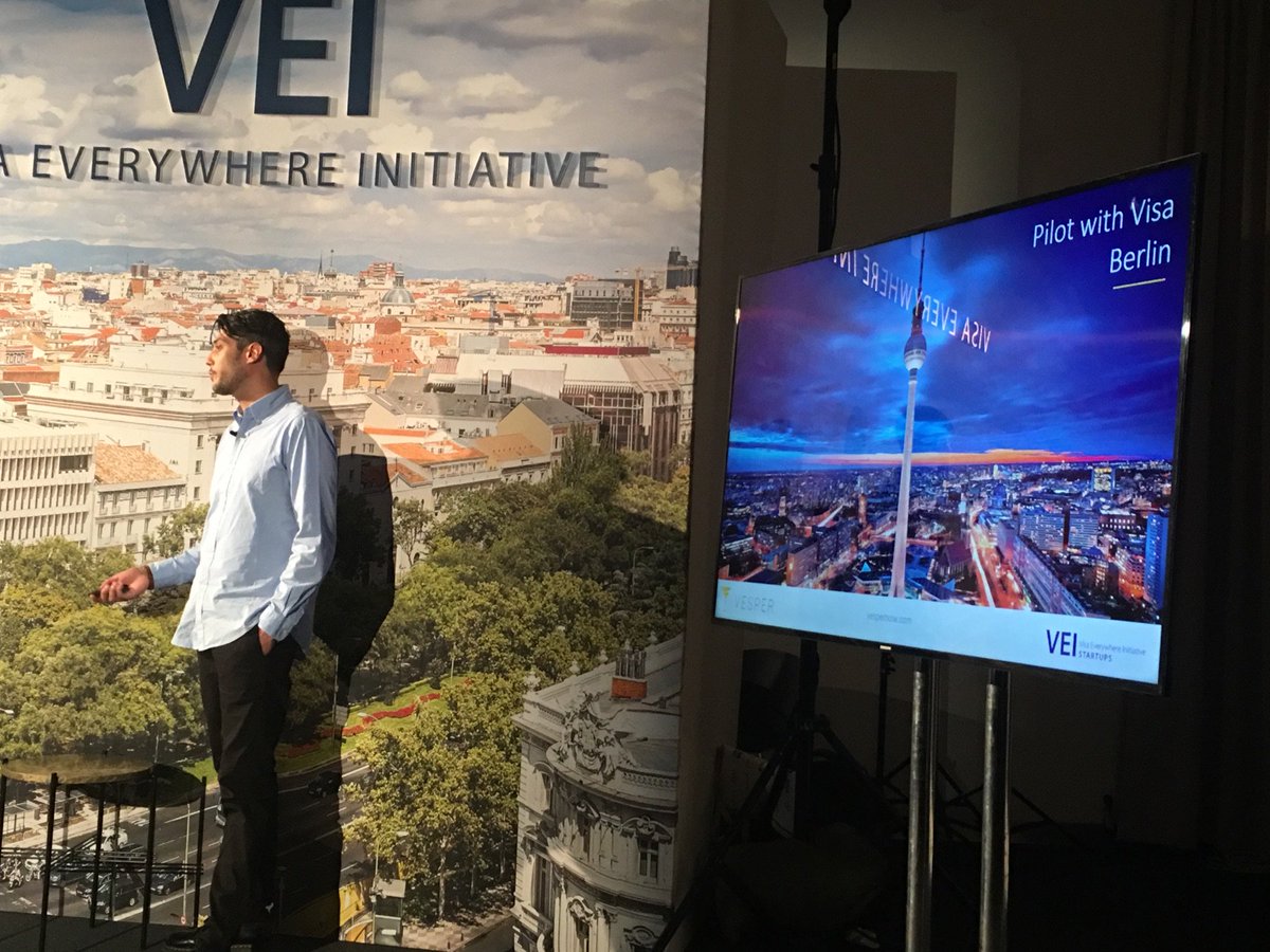 vespernow's tweet photo. @Vespernow en train de pitcher pr le #Visaeverywhereinitiative challenges à @money2020 📲🍸🇫🇷cc @businessfrance @CCILYONMETRO @leprogreslyon https://t.co/zUYE78pHNJ