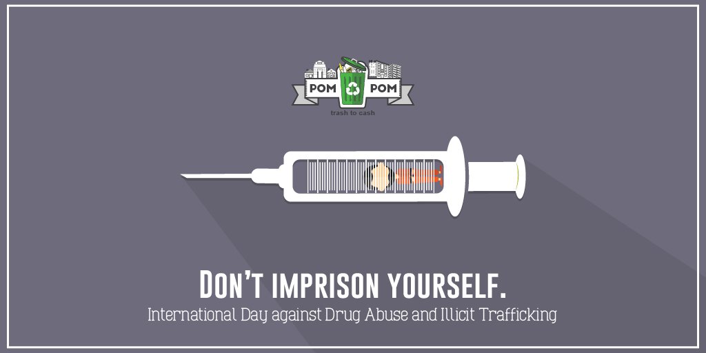 pompomrecycling's tweet photo. At least 2 lakh people die each year from #illicitdrug use. Take a stand &amp; stop them NOW. #PomPom #InternationalDayAgainstDrugAbuse https://t.co/qHlOsCPBwX