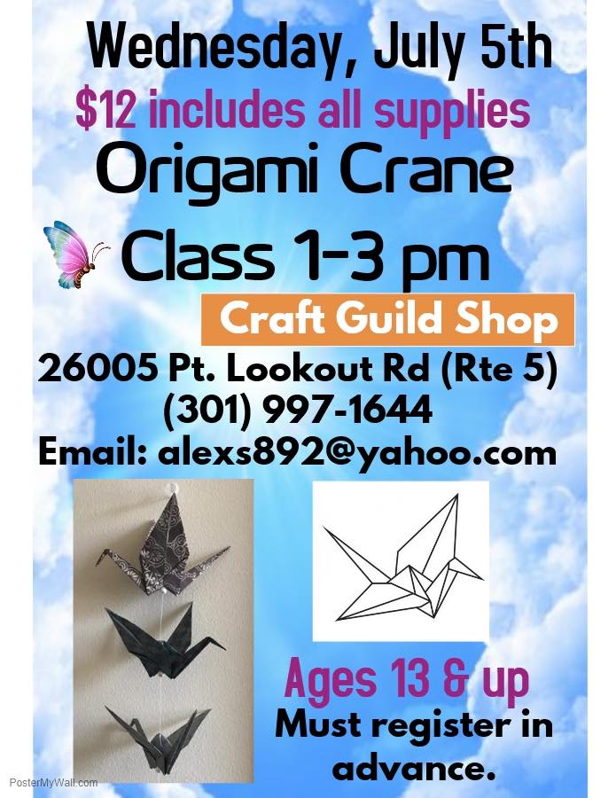 CraftGuildShop's tweet image. Registration is open for our next #origami class! #LeonardtownMD #somdcraftclasses #craftguildshop #origamiwithalexandra #paperart