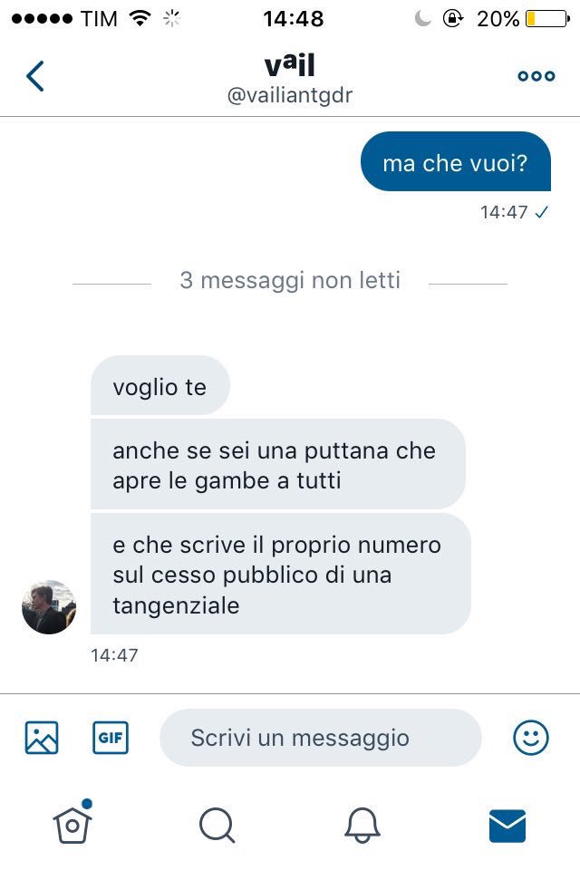 questo è il seguito: lei gli ha scritto e guardate un po' lui cosa va a dirle.
cioè, ma stiamo scherzando?