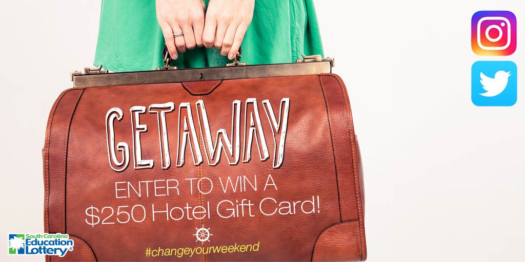 sclottery's tweet photo. Enter to win a $250 Hotel Gift Card. RT and follow @sclottery to enter! #changeyourweekend #contest https://t.co/yk7IEqHvlQ