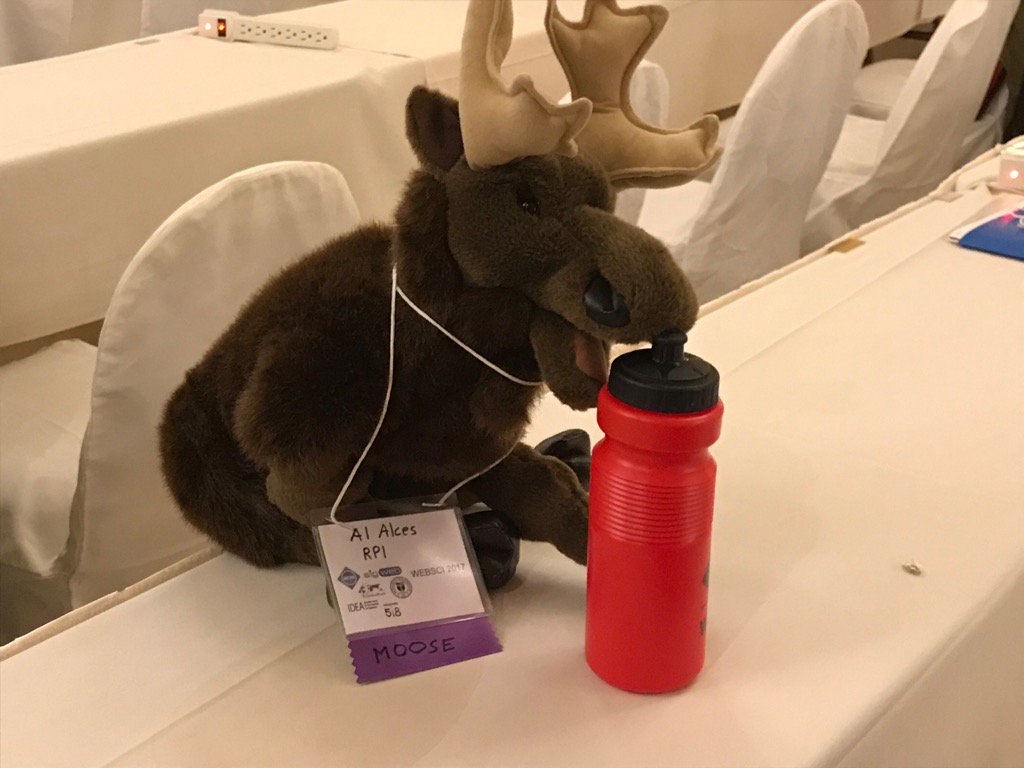 jahendler's tweet image. Another day, another conference Al #moose getting ready to speak at #WebSci17