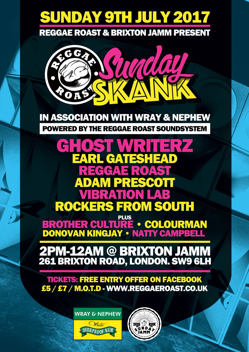 REGGAEROAST's tweet photo. #JustAnnounced #ReggaeRoast #Soundsystem #SundaySkank @brixton_jamm  feat. special guests @GWzUK ! Info: https://t.co/ipVNj9duiD https://t.co/Xf8pzxWu3e