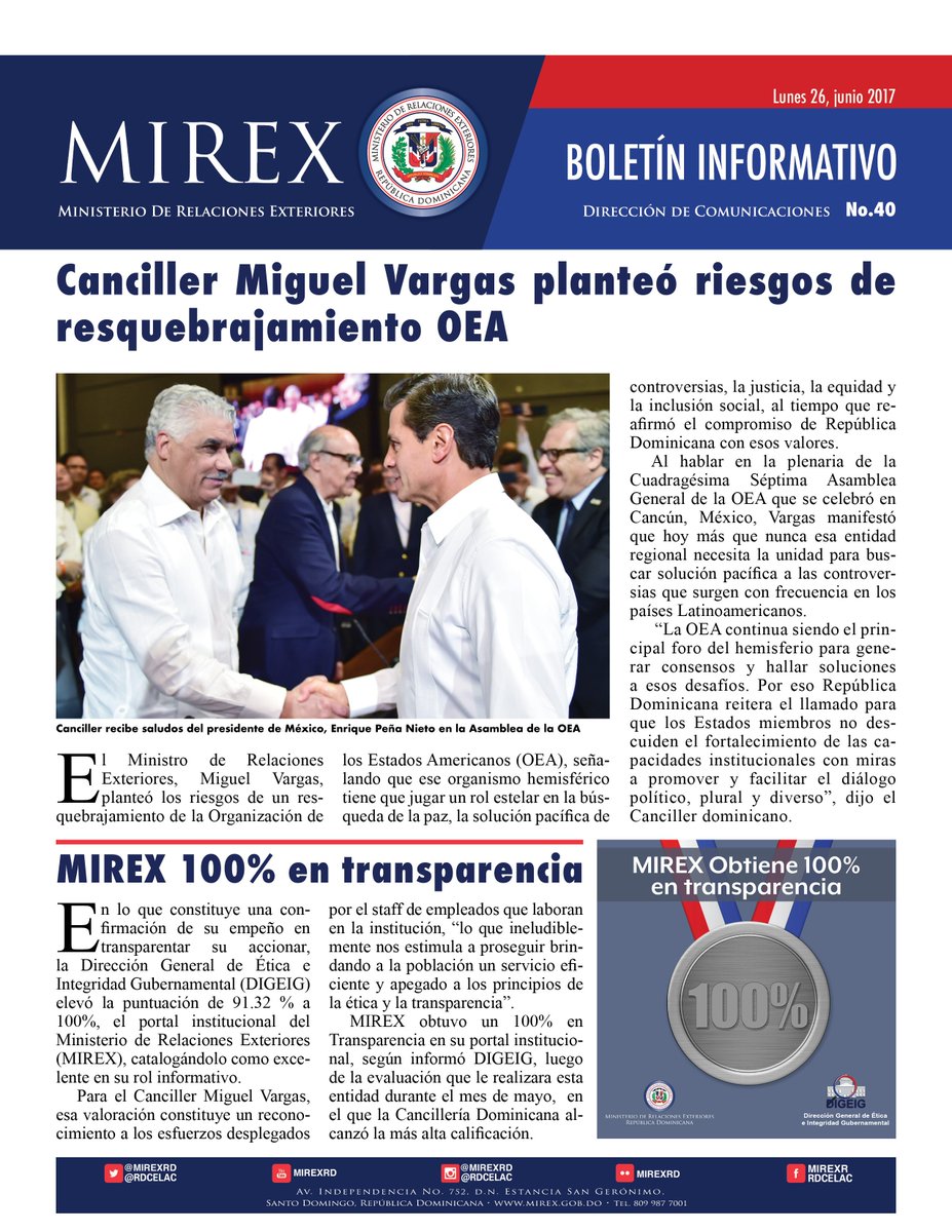 Compartimos la Edición No.40 #BoletínMIREXRD issuu.com/comunicaciondi… vía <a href="/issuu/">Issuu</a>
